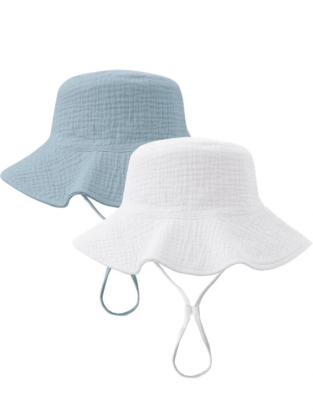 NIB 2-pack Baby Sun Hats - Muslin Cotton with Chin Strap